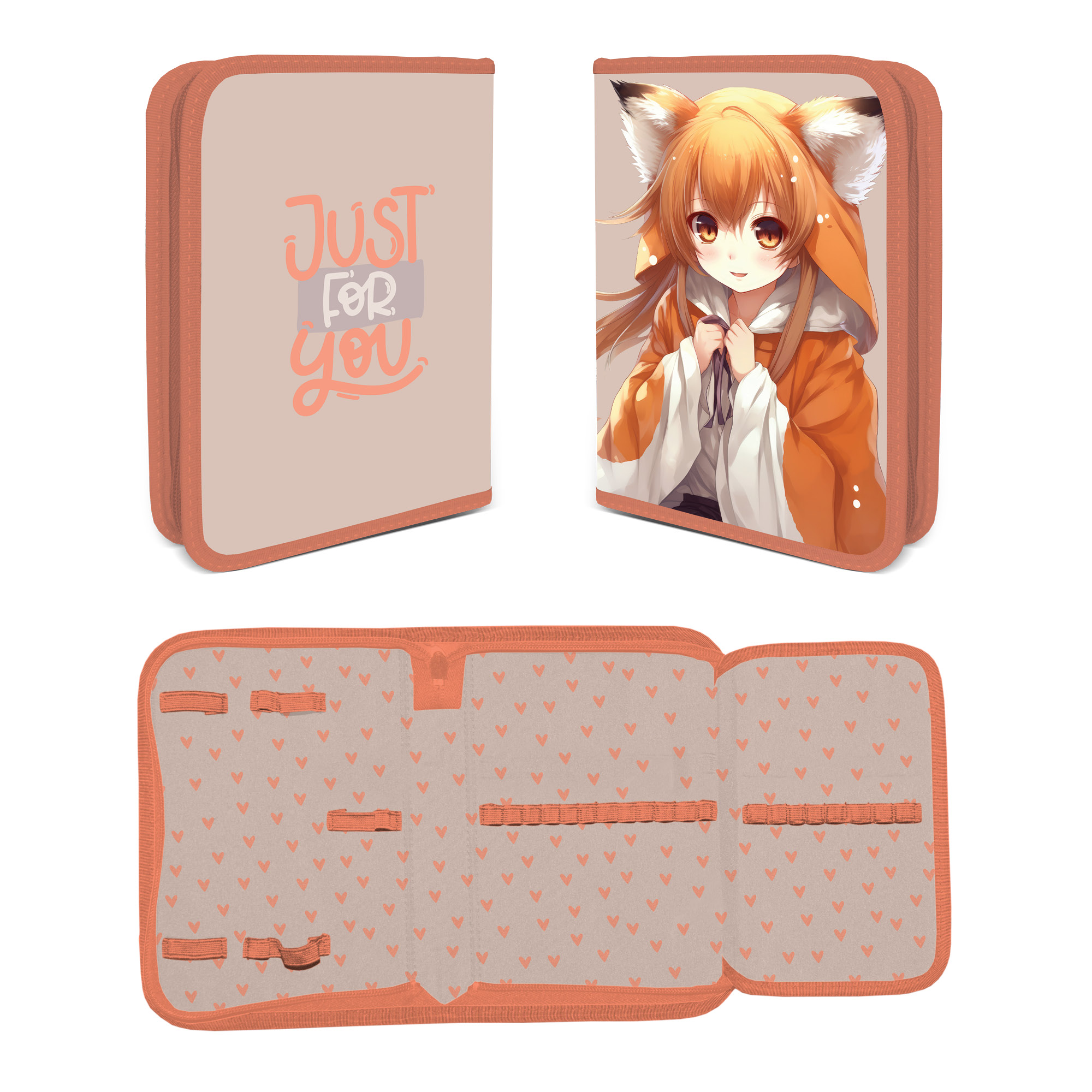 Пенал 1 отделение SEVENTEEN Аниме с откидной планкой оранжевый, арт. SKLB-UTF-031