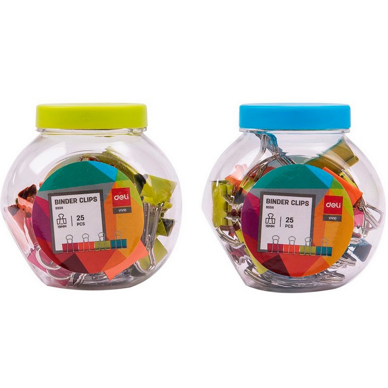 Зажим для бумаг 19 мм цветной DELI Vivid, арт. E8558