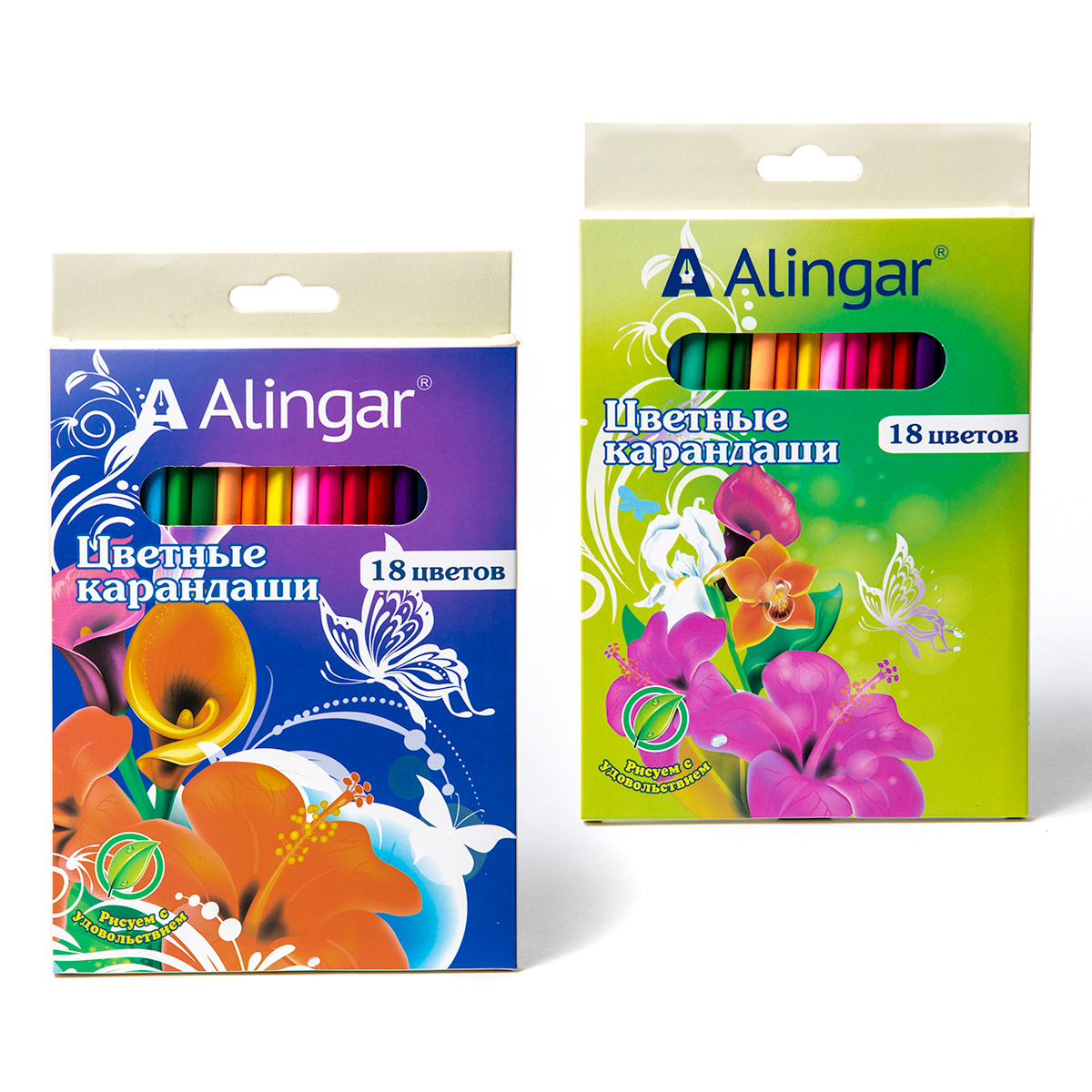 Карандаши цветные 18цветов ALINGAR Фантазия трехгранные, арт. AL4392-18