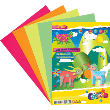 Бумага цветная мелованная флуоресцентная А4 4цв 8л deVENTE, арт. 8040503