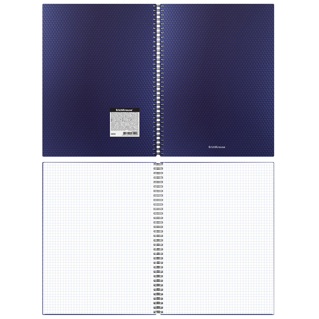 Тетрадь А4 80л клетка спираль ERICH KRAUSE Total Blue пластиковая обложка, арт. 58552