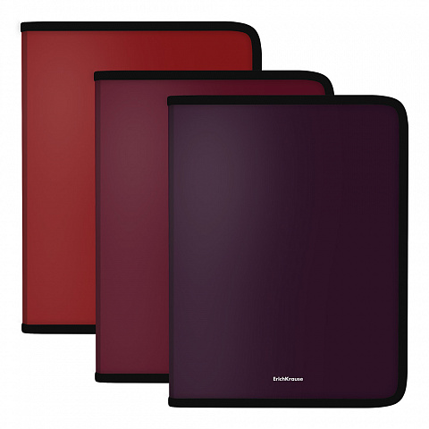 Папка для тетрадей А4+ на молнии 1 отделение ERICH KRAUSE Matt Blackberry Marsala ассорти, арт. 55024