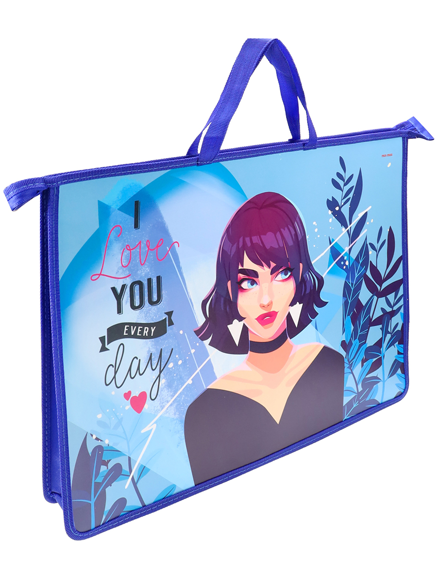 Папка для рисунков и труда А3 на молнии c ручками ПРОФ-ПРЕСС Девушка с веснушками, арт. ПТР-8961