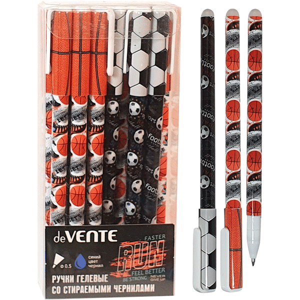 Ручка пиши-стирай гелевая синяя deVENTE Sport корпус ассорти , арт. 5051028