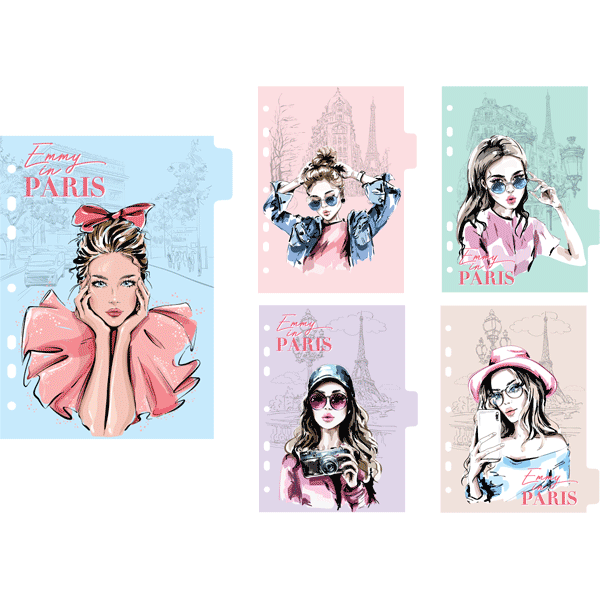 Разделитель листов А5 5листов 5цветов пластик deVENTE Emmy in Paris ассорти, арт. 3051303