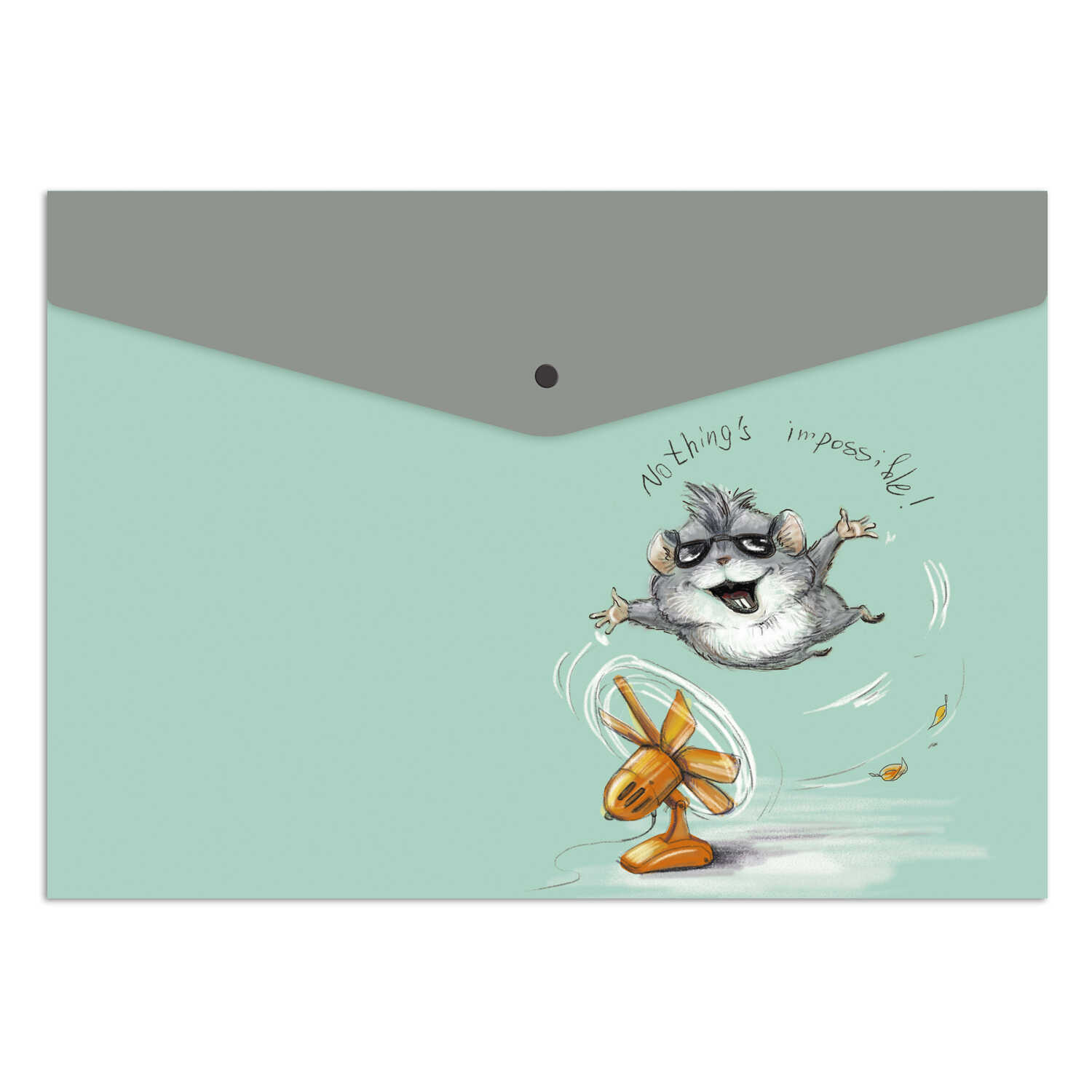 Папка конверт на кнопке А4 180мкр ФЕНИКС Хомячок непрозрачная, арт. 56603