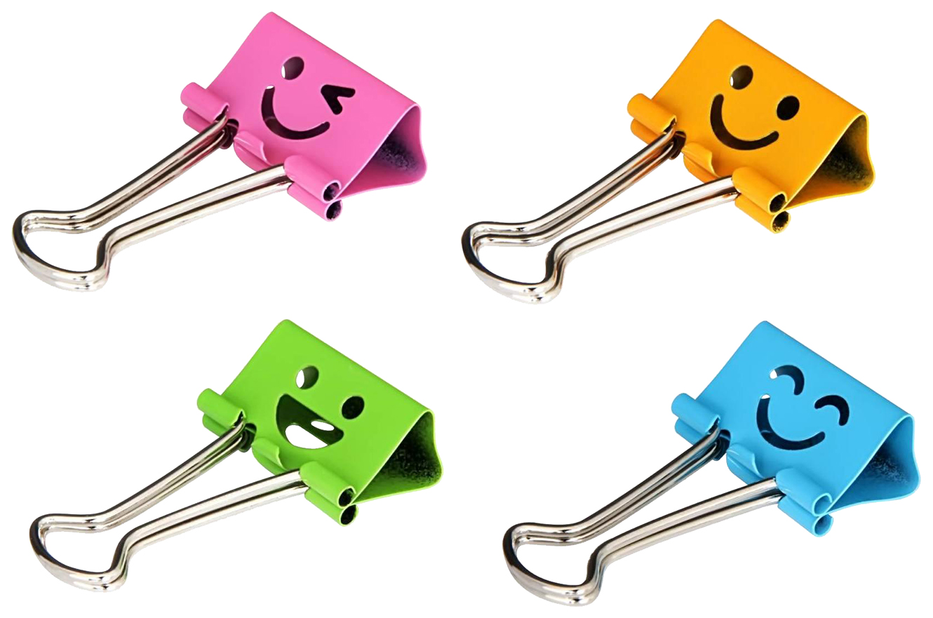 Зажим для бумаг 25 мм цветной DELI Smile , арт. 8486