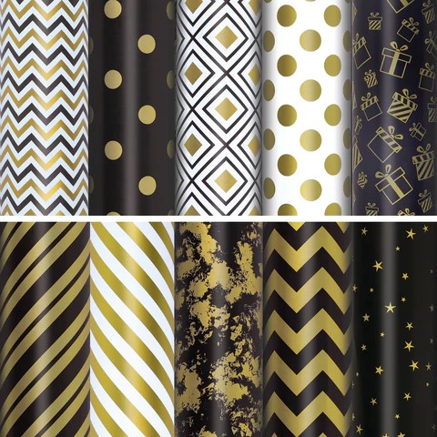 Бумага упаковочная 70*100 ЗОЛОТАЯ СКАЗКА Golden pattern ассорти, арт. 591912