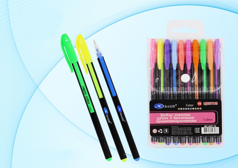 Ручки в наборе гелевые 10цв MC BASIR неон ароматизированные, арт. MC-4287-10