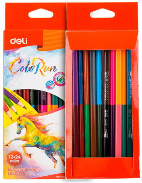 Карандаши цветные 24цвета DELI ColoRun двухсторонние, арт. EC00520