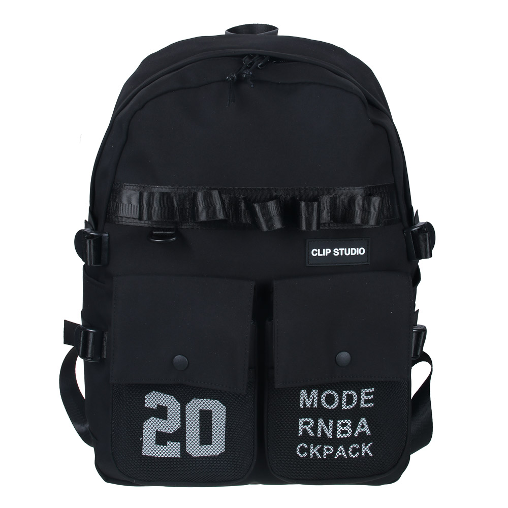 Рюкзак подростковый CLIP STUDIO черный поясная сумка мягкий уплотненная спинка, арт. 254-725