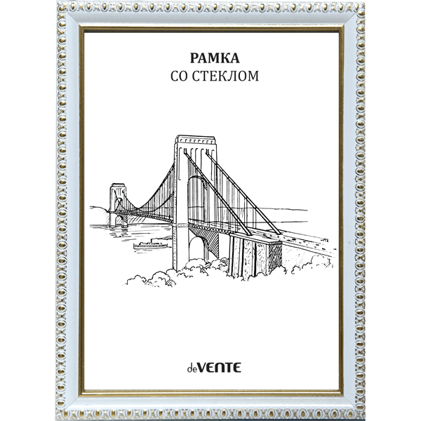 Фоторамка 21*30 пластиковая deVENTE белая с золотом стекло, арт. 9027039