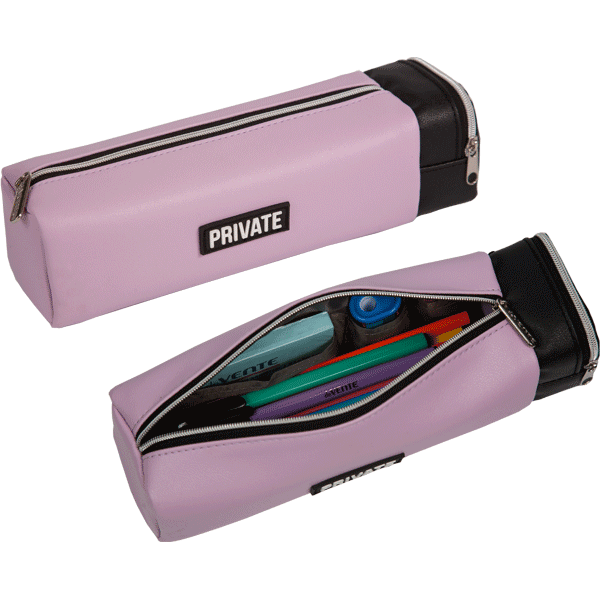 Пенал 1 отделение deVENTE Private искусственная кожа с карманом сиреневый/черный, арт. 7025358
