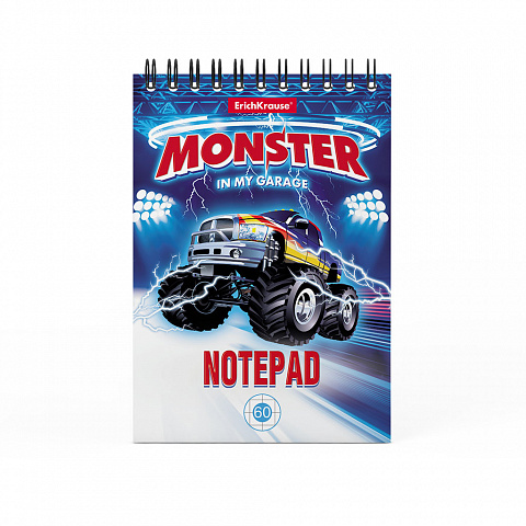 Блокнот А6 60л клетка спираль ERICH KRAUSE Monster Car, арт. 49665