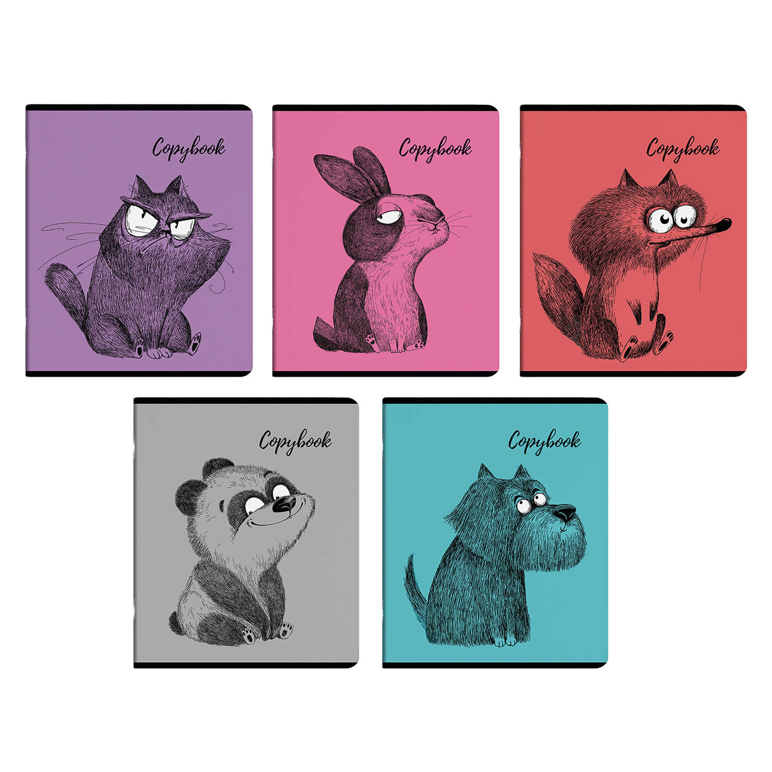 Тетрадь А5 48л клетка ФЕНИКС Крэйзи энималс ассорти, арт. 59106