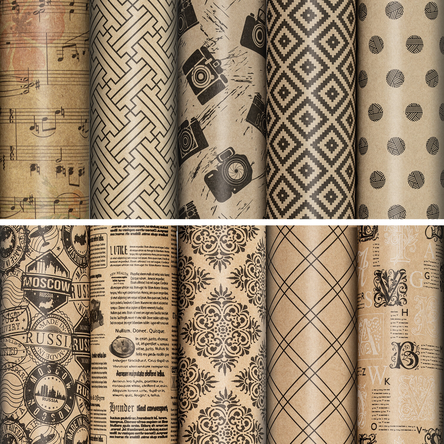 Бумага упаковочная 70*100см Kraft Unlimited ЗОЛОТАЯ СКАЗКА ассорти, арт. 591913