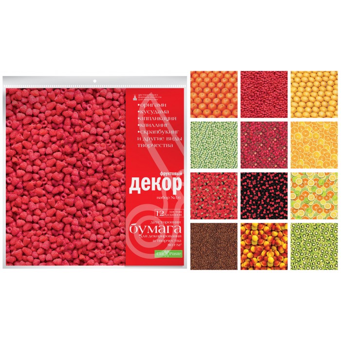 Бумага для скрапбукинга А4 12л АЛЬТ Фруктовый декор , арт. 2-056/16