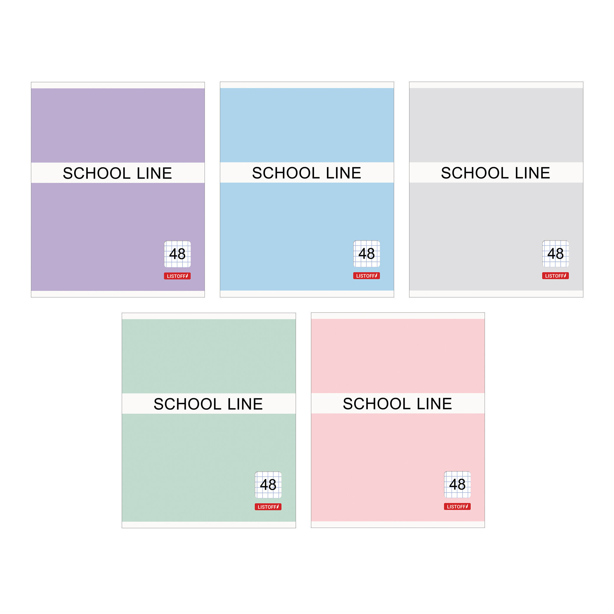 Тетрадь А5 48л клетка LISTOFF Basic line ассорти, арт. ТК487756