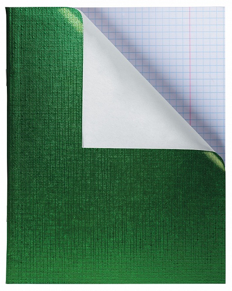 Тетрадь А5 48л клетка ХАТБЕР бумвинил Metallic зеленая, арт. 48Т5бвВ1