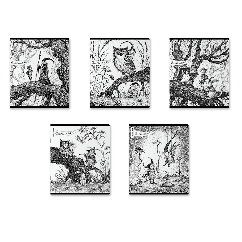 Тетрадь А5 48л клетка ERICH KRAUSE Монохромная история ассорти, арт. 60621