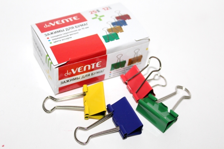 Зажим для бумаг 25 мм цветной deVENTE, арт. 4131002