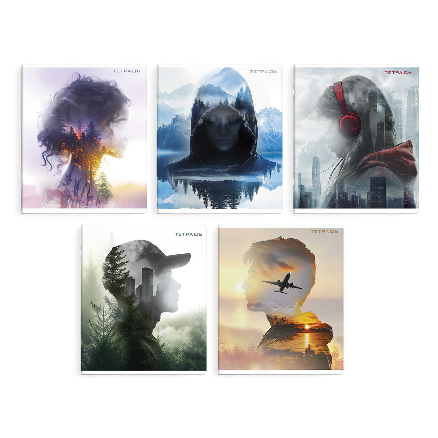 Тетрадь А5 96л клетка ФЕНИКС Человек и город ассорти, арт. 68521