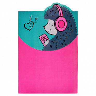 Папка конверт на липе А4 0,18мм ФЕНИКС Еж с наушниками вертикальная, арт. 56319