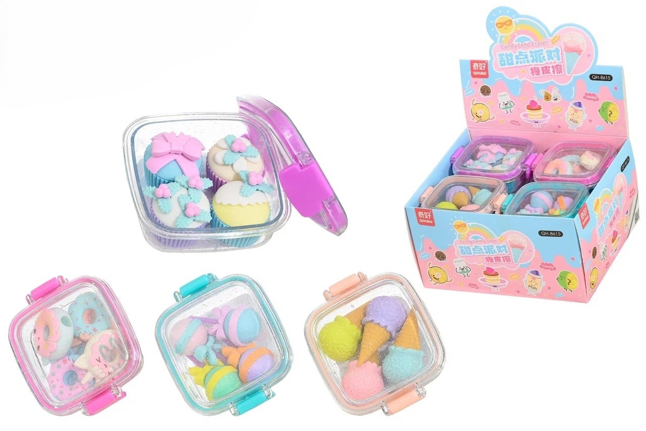 Ластик фигурный MC BASIR Мир сладкоежки 4шт/упак в боксе, арт. QH-8615