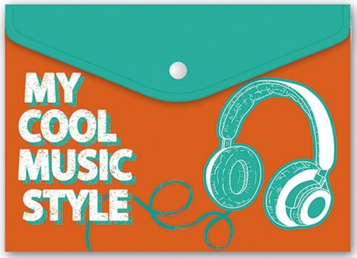 Папка конверт на кнопке А4 180мкр ФЕНИКС Наушники непрозрачная, арт. 46615