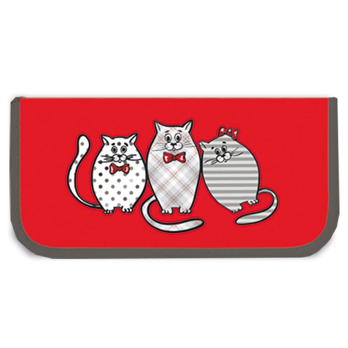 Пенал 1 отделение ФЕНИКС Котики на красном, арт. 43304