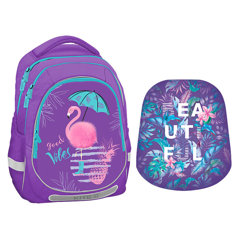 Рюкзак школьный KITE Education Beautiful tropics мягкий ортопедическая спинка, арт. K20-700M(2p)-1