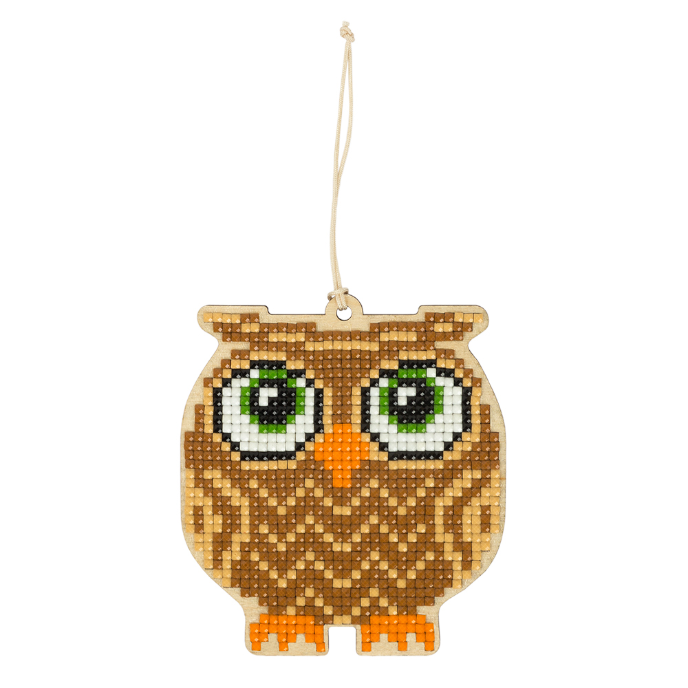 Набор для творчества Алмазная мозаика Подвеска ФРЕЯ Сова 10*9 дерево, арт. ALVP-002