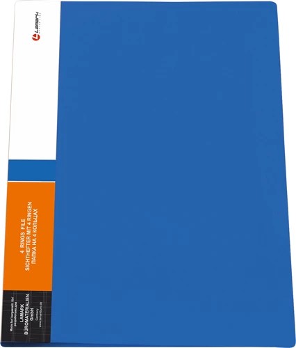 Папка 4 кольца А4 25/32мм пластиковая LAMARK синяя, арт. RF0169-BL