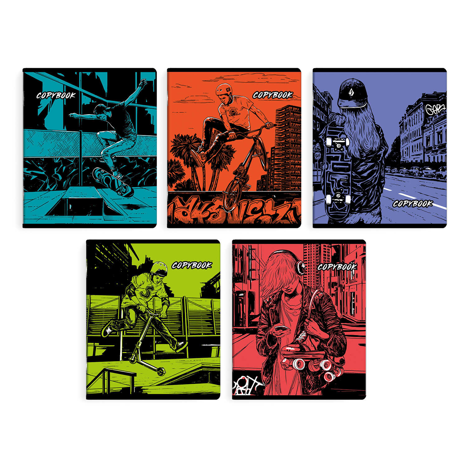 Тетрадь А5 48л клетка ФЕНИКС Уличный стиль soft touch ассорти, арт. 59136