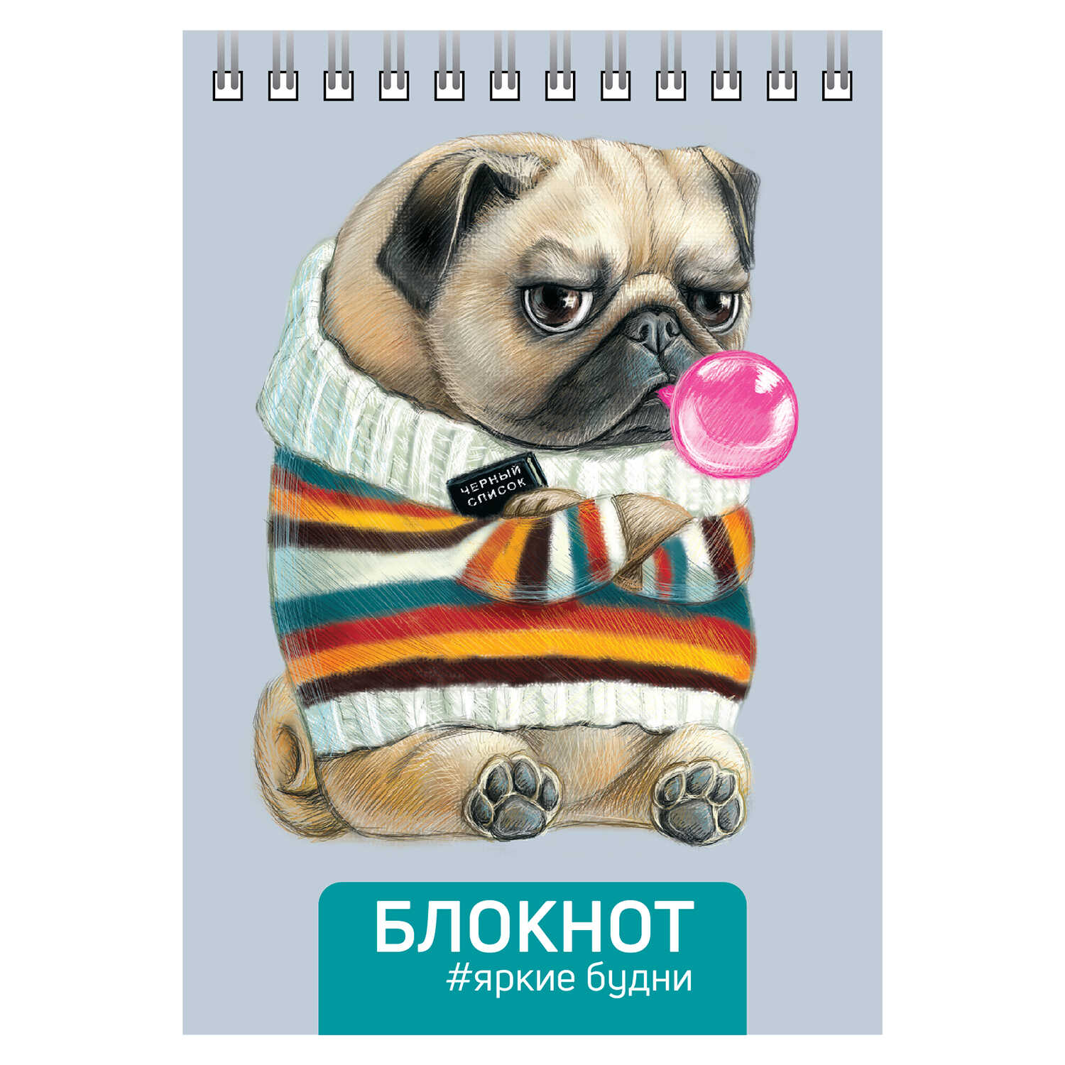 Блокнот А6 80л клетка спираль ФЕНИКС Мопс, арт. 64306