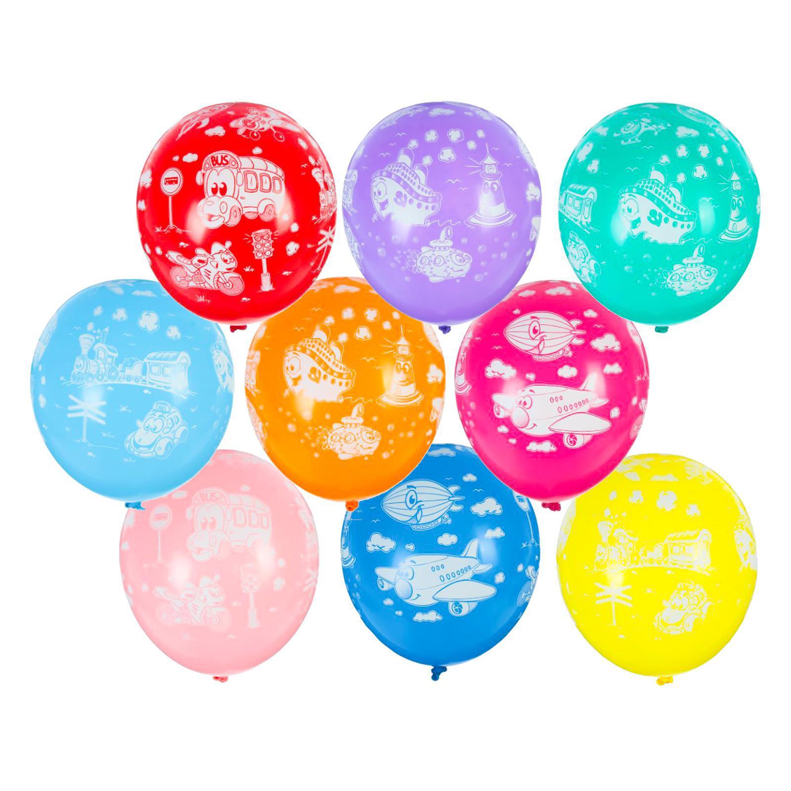 Шар латексный 14"(35см) Транспорт BELBAL ассорти 25шт/уп, арт. 1298068/1103-1274