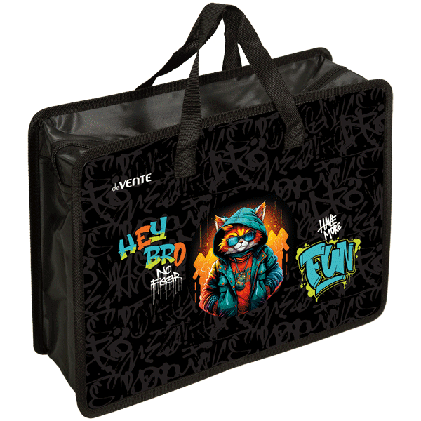 Папка для тетрадей А4 на молнии c ручками deVENTE Hey Bro дно с расширением до 10см, арт. 8054438