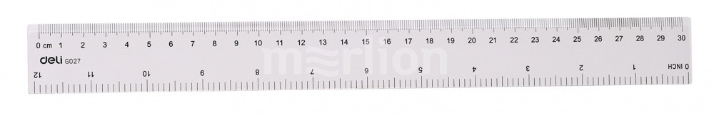 Линейка 30см пластиковая 2 шкалы DELI прозрачная, арт. EG02712