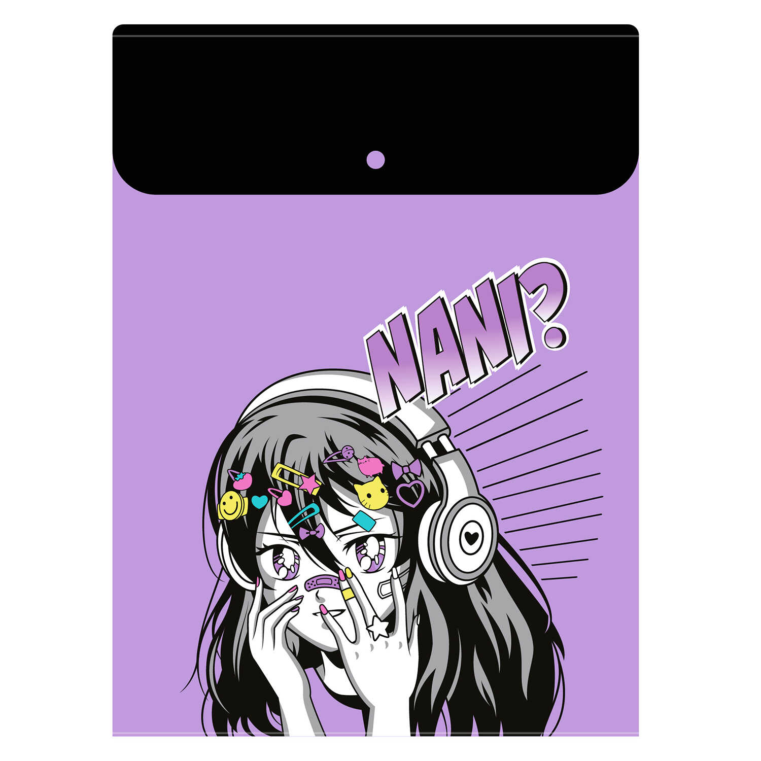 Папка на кнопке А4 ФЕНИКС Манга 6 отделений пластиковая, арт. 63118