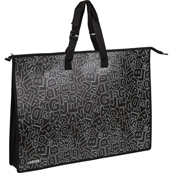 Папка для чертежей и рисунков с ручками пластиковая А2 deVENTE Word черная , арт. 3075407