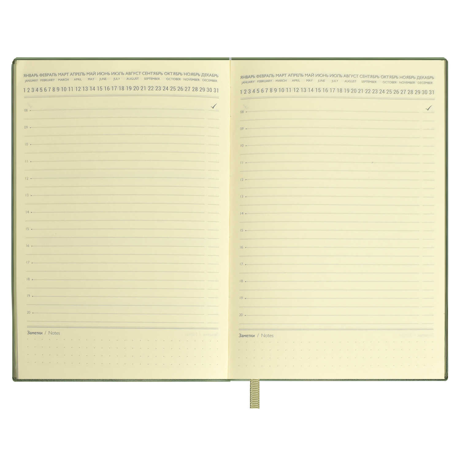 Ежедневник недатированный А5 ФЕНИКС Escalada Пике кремовый блок интегральная обложка искусственная кожа оливковый срез оливковый, арт. 63991