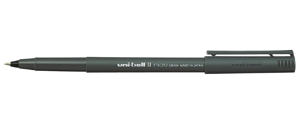 Ручка роллер черная 0,5 UNI-BALL II Micro UB-104 корпус серый , арт. UB-104/66251