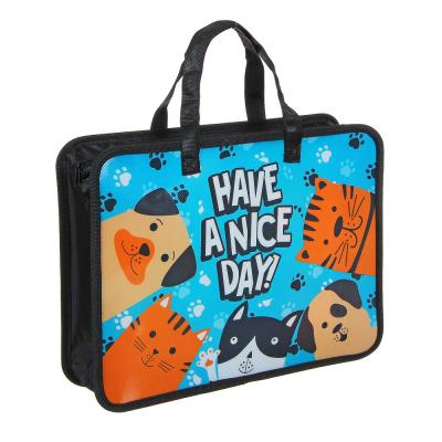 Папка для тетрадей А4 на молнии c ручками CLIP STUDIO Have a nice day дно с расширением до 8см, арт. 236-085