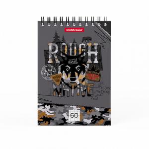 Блокнот А6 60л клетка спираль ERICH KRAUSE Rough Native, арт. 49671