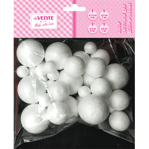 Заготовка для творчества Шары из пенопласта 17шт/упак deVENTE, арт. 8003905