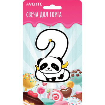 Свеча Цифра 2 deVENTE Панда, арт. 9060113