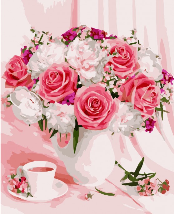 Картина по номерам с акриловыми красками без подрамника 40*50 NN Нежный букет , арт. VA3461