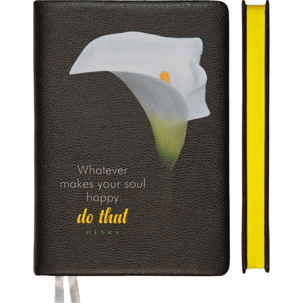 Ежедневник недатированный А5 deVENTE Gabriel Цветок на черном искусственная кожа срез желтый , арт. 2234322