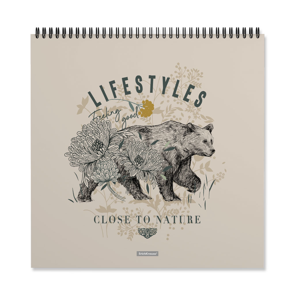 Альбом для эскизов/скетчбук 295*295 40л 120г/м2 спираль ERICH KRAUSE Natural Life, арт. 53881