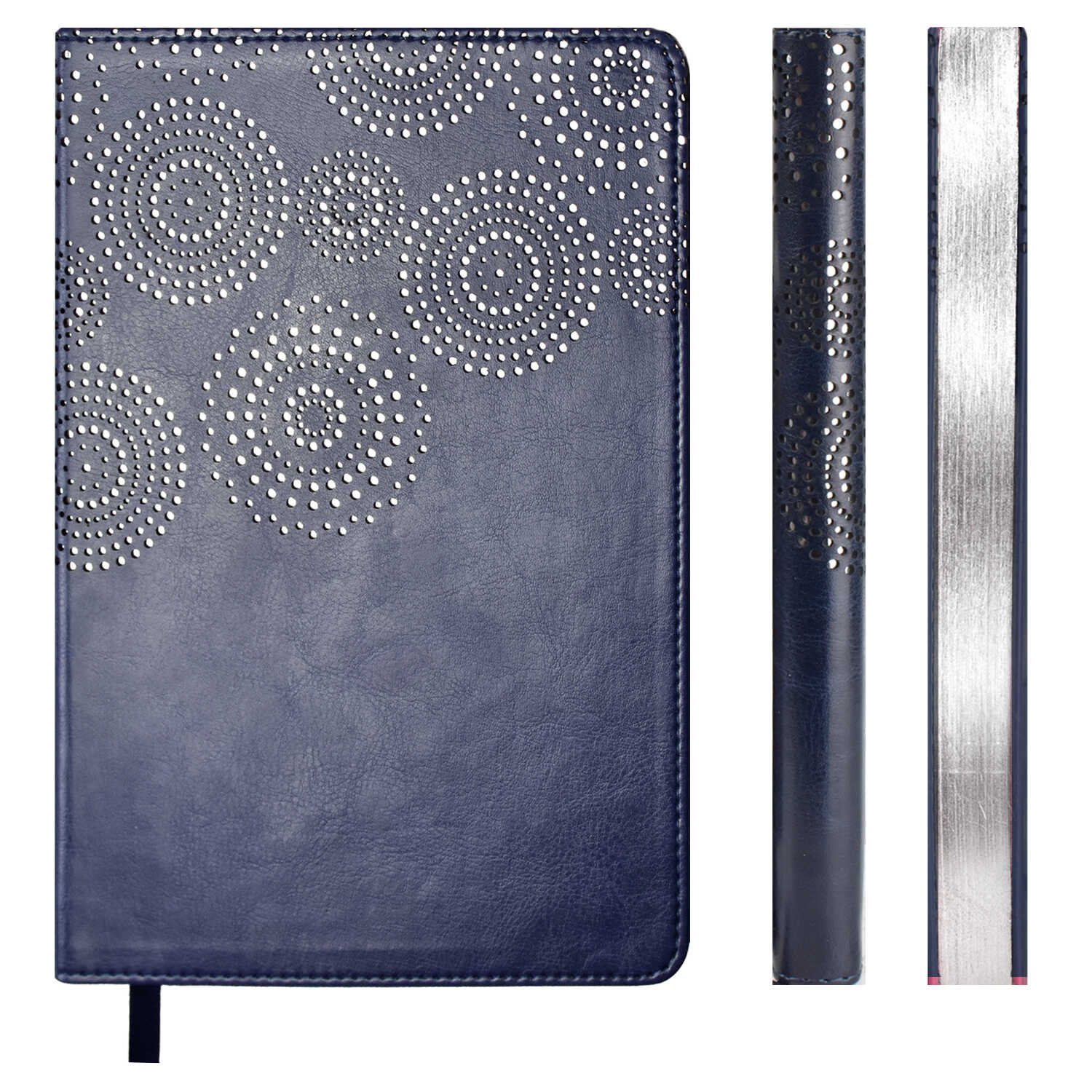 Ежедневник недатированный А5 ФЕНИКС Escalada Сариф искусственная кожа тёмно-синий срез серебряный, арт. 47579